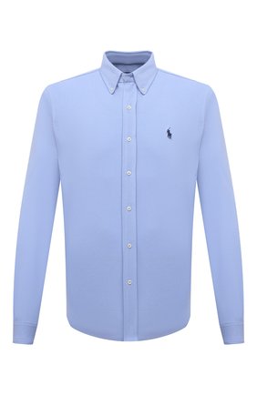 Мужская хлопковая рубашка POLO RALPH LAUREN голубого цвета по цене 12100 руб., арт. 710654408/C7998 | Фото 1 Мужская хлопковая рубашка POLO RALPH LAUREN голубого цвета, арт. 710654408/C7998 | Фото 1