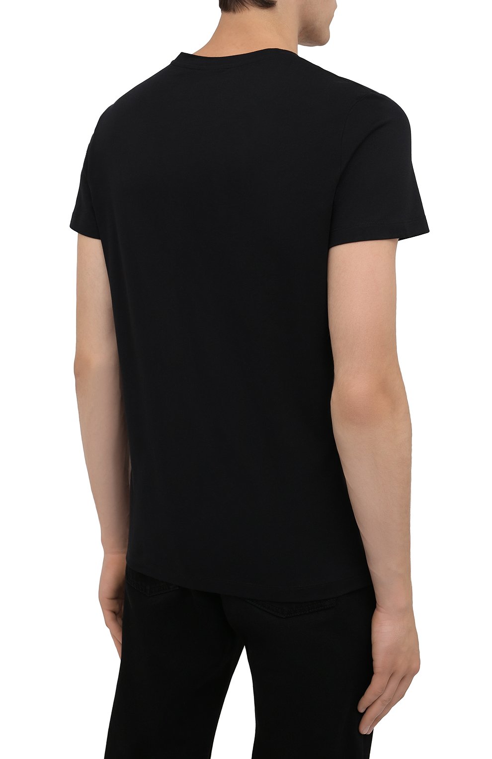 Мужская хлопковая футболка BALMAIN черного цвета, арт. WH1EF000/B124 | Фото 4 (Рукава: Короткие; Длина (для топов): Стандартные; Стили: Гранж; Принт: С принтом; Материал внешний: Хлопок)