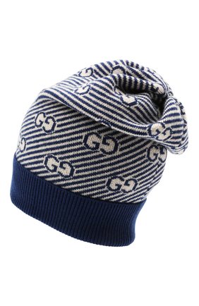 Детского шерстяная шапка GUCCI синего цвета, арт. 645515/4K206 | Фото 2 (Материал: Шерсть, Текстиль)