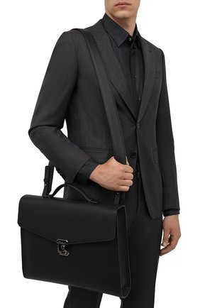 Мужской кожаный портфель SANTONI черного цвета, арт. UFBBA1992F0-GMA1N01 | Фото 5 (Сумки: Сумки; Материал: Натуральная кожа; Ремень/цепочка: На ремешке; Размер: large)