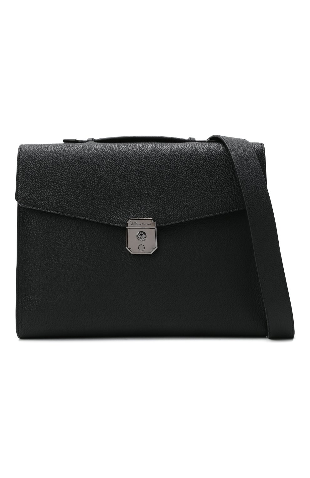 Мужской кожаный портфель SANTONI черного цвета, арт. UFBBA1992F0-GMA1N01 | Фото 6 (Сумки: Сумки; Материал: Натуральная кожа; Ремень/цепочка: На ремешке; Размер: large)