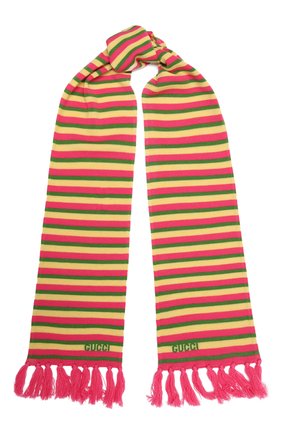 Детский шерстяной шарф GUCCI разноцветного цвета, арт. 660625/4K206 | Фото 1 (Материал: Шерсть, Текстиль)