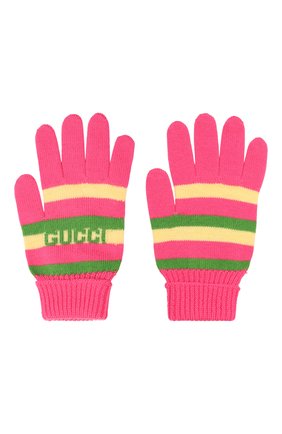 Детские шерстяные перчатки GUCCI розового цвета, арт. 660623/4K206 | Фото 2 (Материал: Шерсть, Текстиль)