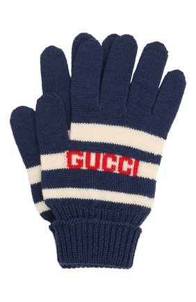 Детские шерстяные перчатки GUCCI синего цвета по цене 12950 руб., арт. 660623/4K206 | Фото 1 Детские шерстяные перчатки GUCCI синего цвета, арт. 660623/4K206 | Фото 1