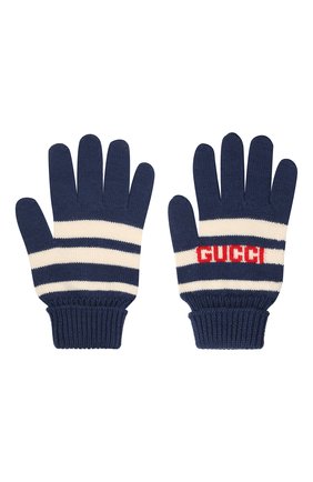 Детские шерстяные перчатки GUCCI синего цвета, арт. 660623/4K206 | Фото 2 (Материал: Шерсть, Текстиль)