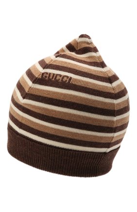 Детского шерстяная шапка GUCCI коричневого цвета по цене 14250 руб., арт. 660617/4K206 | Фото 2 Детского шерстяная шапка GUCCI коричневого цвета, арт. 660617/4K206 | Фото 2
