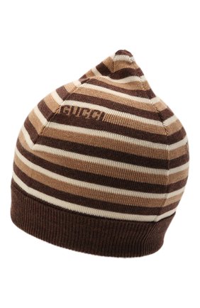 Детского шерстяная шапка GUCCI коричневого цвета, арт. 660617/4K206 | Фото 2 (Материал: Шерсть, Текстиль)