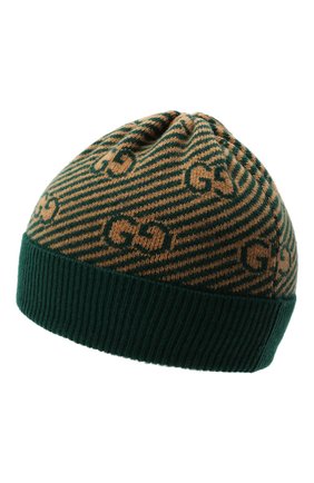 Детского шерстяная шапка GUCCI зеленого цвета, арт. 651707/3K206 | Фото 2 (Материал: Шерсть, Текстиль)