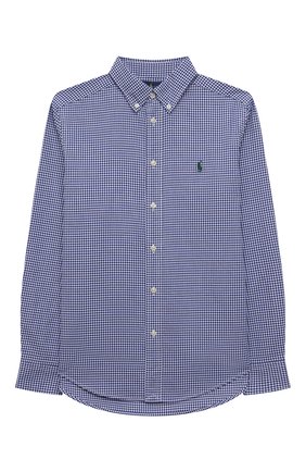 Детская хлопковая рубашка POLO RALPH LAUREN синего цвета по цене 7385 руб., арт. 323845293 | Фото 1 Детская хлопковая рубашка POLO RALPH LAUREN синего цвета, арт. 323845293 | Фото 1
