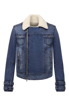 Мужская джинсовая куртка BALMAIN синего цвета, арт. WH1TD125/144D | Фото 1 (Рукава: Длинные; Длина (верхняя одежда): Короткие; Материал внешний: Хлопок, Деним; Материал утеплителя: Шерсть; Кросс-КТ: Куртка, Деним; Стили: Гранж)