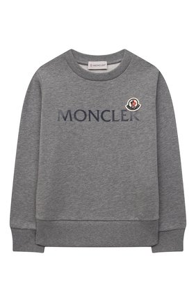 Детский хлопковый свитшот MONCLER серого цвета по цене 16400 руб., арт. G2-954-8G797-00-809B3/4-6A | Фото 1 Детский хлопковый свитшот MONCLER серого цвета, арт. G2-954-8G797-00-809B3/4-6A | Фото 1 (Рукава: Длинные; Материал внешний: Хлопок; Мальчики Кросс-КТ: Толстовка-одежда; Ростовка одежда: 4 года | 104 см, 5 лет | 110 см)