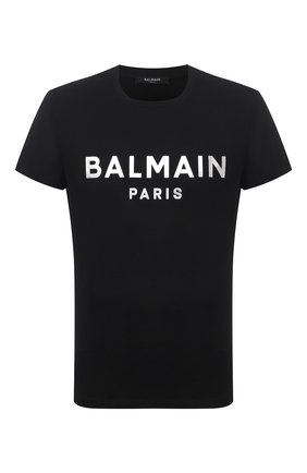 Мужская хлопковая футболка BALMAIN черного цвета по цене 34650 руб., арт. WH1EF000/B121 | Фото 1 Мужская хлопковая футболка BALMAIN черного цвета, арт. WH1EF000/B121 | Фото 1