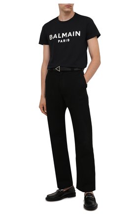 Мужская хлопковая футболка BALMAIN черного цвета, арт. WH1EF000/B121 | Фото 2 (Материал внешний: Хлопок; Длина (для топов): Стандартные; Рукава: Короткие; Стили: Гранж; Принт: С принтом)