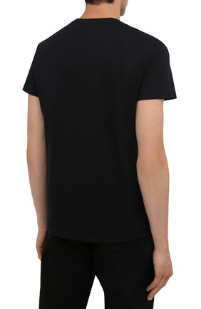 Мужская хлопковая футболка BALMAIN черного цвета, арт. WH1EF000/B121 | Фото 4 (Рукава: Короткие; Длина (для топов): Стандартные; Стили: Гранж; Принт: С принтом; Материал внешний: Хлопок)