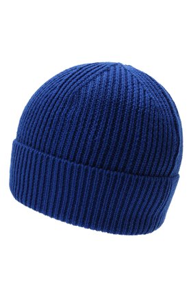 Мужская шапка MARCELO BURLON синего цвета, арт. CMLC007F21KNI001 | Фото 2 (Материал: Шерсть, Текстиль, Синтетический материал; Кросс-КТ: Трикотаж)