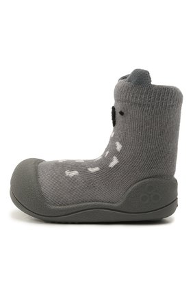 Детского домашние туфли ATTIPAS серого цвета, арт. A20EN | Фото 2 (Материал внешний: Текстиль; Кросс-КТ: Домашняя обувь)