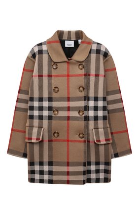Детское пальто BURBERRY темно-бежевого цвета по цене 63800 руб., арт. 8042959 | Фото 1 Детское пальто BURBERRY темно-бежевого цвета, арт. 8042959 | Фото 1