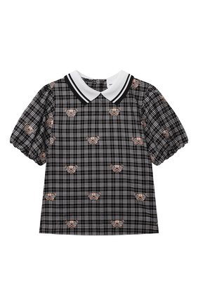 Детское хлопковая блузка BURBERRY черно-белого цвета по цене 24400 руб., арт. 8040971 | Фото 1 Детское хлопковая блузка BURBERRY черно-белого цвета, арт. 8040971 | Фото 1