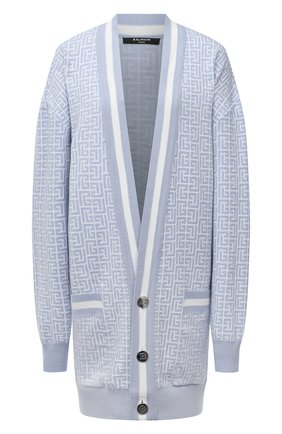 Женский кардиган из шерсти и льна BALMAIN светло-голубого цвета по цене 159500 руб., арт. WH1K0010/K020 | Фото 1 Женский кардиган из шерсти и льна BALMAIN светло-голубого цвета, арт. WH1K0010/K020 | Фото 1 (Материал внешний: Лен, Шерсть; Рукава: Длинные; Стили: Романтичный; Длина (для топов): Удлиненные; Женское Кросс-КТ: кардиган-трикотаж)