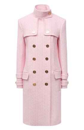 Женское шерстяное пальто BALMAIN светло-розового цвета, арт. WF1UC000/W134 | Фото 1 (Материал подклада: Вискоза; Рукава: Длинные; Материал внешний: Шерсть; Длина (верхняя одежда): До колена; Стили: Романтичный; 1-2-бортные: Двубортные)