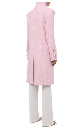 Женское шерстяное пальто BALMAIN светло-розового цвета, арт. WF1UC000/W134 | Фото 4 (Материал внешний: Шерсть; Рукава: Длинные; Длина (верхняя одежда): До колена; Материал подклада: Вискоза; Стили: Романтичный; 1-2-бортные: Двубортные)