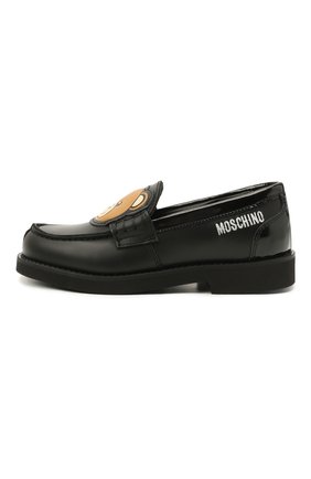 Детские кожаные лоферы MOSCHINO черного цвета по цене 21750 руб., арт. 68933/RUNNER/PIUMA/36-41 | Фото 2 Детские кожаные лоферы MOSCHINO черного цвета, арт. 68933/RUNNER/PIUMA/36-41 | Фото 2 (Материал внутренний: Натуральная кожа; Материал внешний: Кожа)