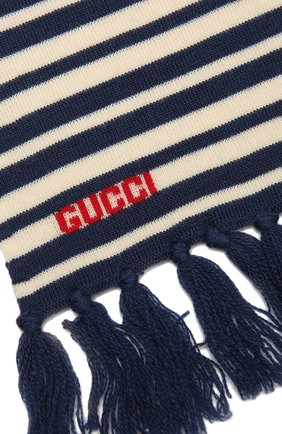 Детский шерстяной шарф GUCCI синего цвета по цене 21250 руб., арт. 660625/4K206 | Фото 2 Детский шерстяной шарф GUCCI синего цвета, арт. 660625/4K206 | Фото 2