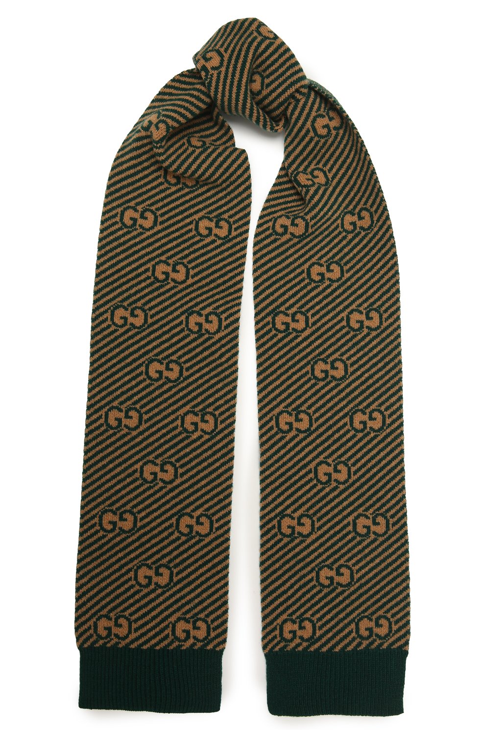 Детский шерстяной шарф GUCCI зеленого цвета, арт. 653906/4K206 | Фото 1 (Материал: Шерсть)