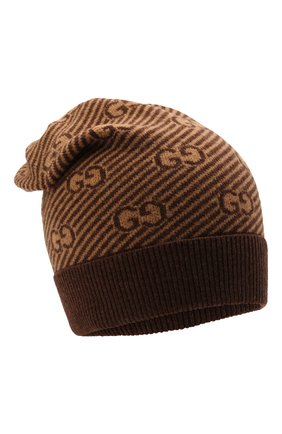 Детского шерстяная шапка GUCCI коричневого цвета, арт. 645515/4K206 | Фото 1 (Материал: Шерсть, Текстиль; Региональные ограничения белый список (Axapta Mercury): RU)