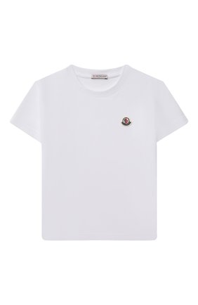 Детская хлопковая футболка MONCLER белого цвета по цене 9300 руб., арт. G2-954-8C746-00-83092/8-10A | Фото 1 Детская хлопковая футболка MONCLER белого цвета, арт. G2-954-8C746-00-83092/8-10A | Фото 1