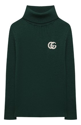 Детская шерстяная водолазка GUCCI изумрудного цвета по цене 28100 руб., арт. 663184/XKBXU | Фото 1 Детская шерстяная водолазка GUCCI изумрудного цвета, арт. 663184/XKBXU | Фото 1 (Рукава: Длинные; Материал внешний: Шерсть; Кросс-КТ: водолазка; Одежда девочки: Одежда девочки; Ростовка одежда: 10 - 11 лет | 140 - 146см, 12 лет | 152 см, 4 года | 104 см, 5 лет | 110 см, 6 лет | 116 см, 8 лет | 128 см)