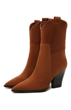 Женские замшевые ботильоны SANTONI коричневого цвета по цене 66300 руб., арт. WT0P59670HI3TLCPC50 | Фото 1 Женские замшевые ботильоны SANTONI коричневого цвета, арт. WT0P59670HI3TLCPC50 | Фото 1 (Подошва: Плоская; Материал внутренний: Натуральная кожа; Каблук тип: Устойчивый; Каблук высота: Высокий; Материал внешний: Кожа, Замша; Материал утеплителя: Без утеплителя)