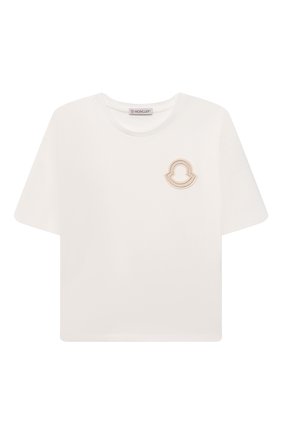 Детская хлопковая футболка MONCLER белого цвета по цене 12150 руб., арт. G2-954-8C762-10-83092/8-10A | Фото 1 Детская хлопковая футболка MONCLER белого цвета, арт. G2-954-8C762-10-83092/8-10A | Фото 1 (Рукава: Короткие; Материал внешний: Хлопок; Девочки Кросс-КТ: футболка-одежда; Ростовка одежда: 10 - 11 лет | 140 - 146см, 8 лет | 128 см)