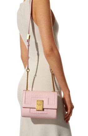 Женская сумка 1945 small BALMAIN светло-розового цвета, арт. WN1BJ651/LESP | Фото 2 (Материал: Натуральная кожа; Сумки-технические: Сумки через плечо; Ремень/цепочка: На ремешке; Размер: small)