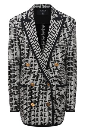 Женский хлопковый жакет BALMAIN черно-белого цвета по цене 211500 руб., арт. WF1SH011/J193 | Фото 1 Женский хлопковый жакет BALMAIN черно-белого цвета, арт. WF1SH011/J193 | Фото 1