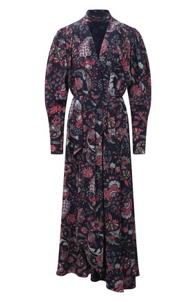 Женское шелковое платье ISABEL MARANT темно-синего цвета по цене 129000 руб., арт. R02038-21A021I/BISMA | Фото 1 Женское шелковое платье ISABEL MARANT темно-синего цвета, арт. R02038-21A021I/BISMA | Фото 1