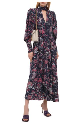 Женское шелковое платье ISABEL MARANT темно-синего цвета по цене 129000 руб., арт. R02038-21A021I/BISMA | Фото 2 Женское шелковое платье ISABEL MARANT темно-синего цвета, арт. R02038-21A021I/BISMA | Фото 2