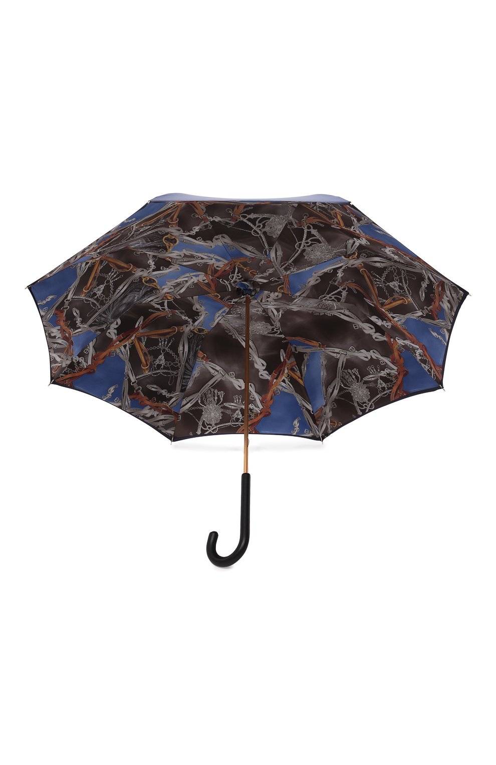 Женский зонт-трость PASOTTI OMBRELLI темно-синего цвета, арт. 189/RAS0 58152/1/PELLE | Фото 3 (Материал: Текстиль, Синтетический материал, Металл)