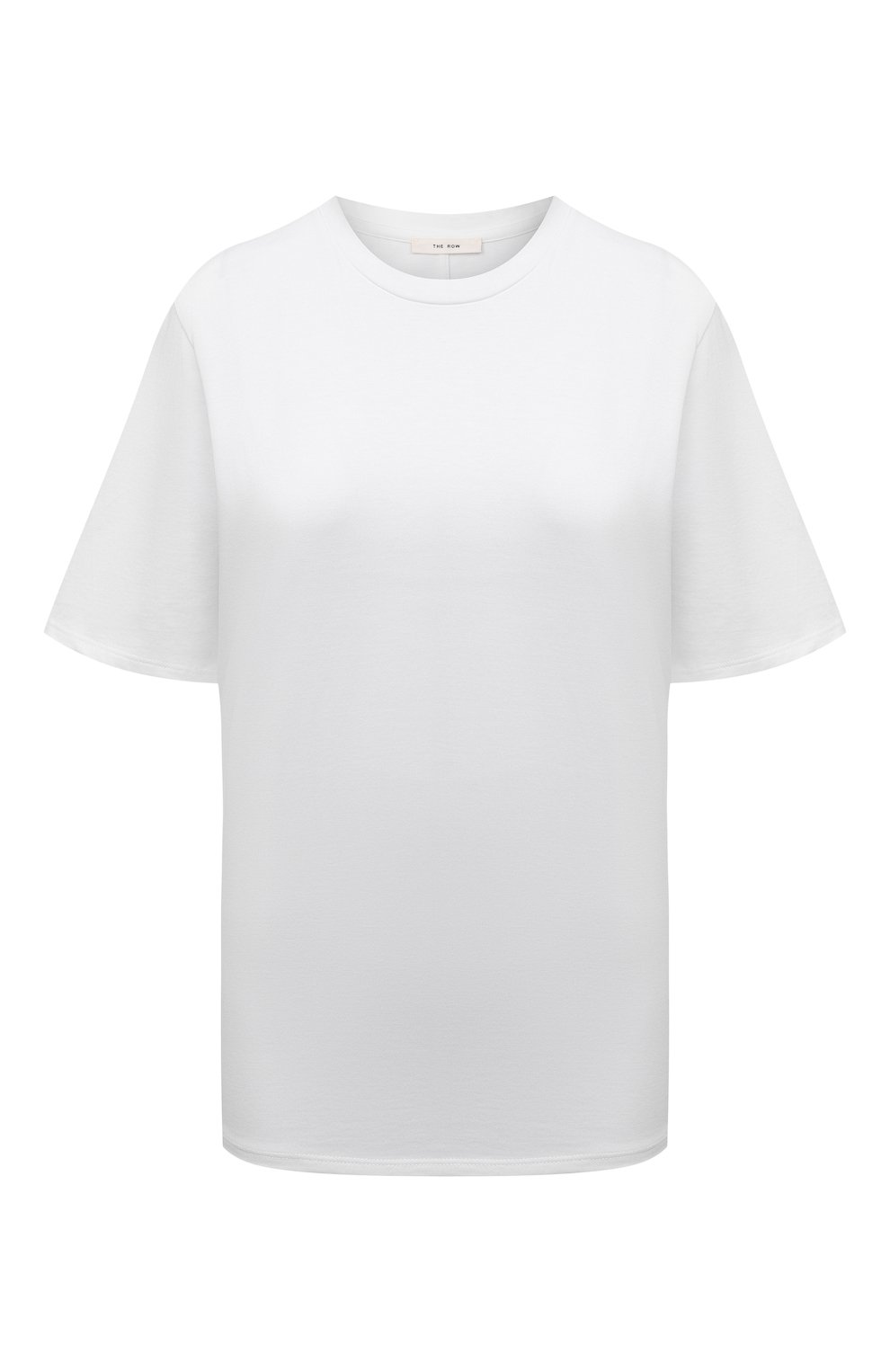 Женская хлопковая футболка THE ROW белого цвета, арт. 5739K220 | Фото 1 (Принт: Без принта; Рукава: Короткие; Длина (для топов): Стандартные; Региональные ограничения белый список (Axapta Mercury): RU; Материал внешний: Хлопок; Женское Кросс-КТ: Футболка-одежда; Стили: Кэжуэл)