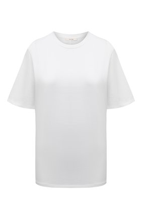 Женская хлопковая футболка THE ROW белого цвета, арт. 5739K220 | Фото 1 (Принт: Без принта; Рукава: Короткие; Длина (для топов): Стандартные; Региональные ограничения белый список (Axapta Mercury): RU; Материал внешний: Хлопок; Женское Кросс-КТ: Футболка-одежда; Стили: Кэжуэл)