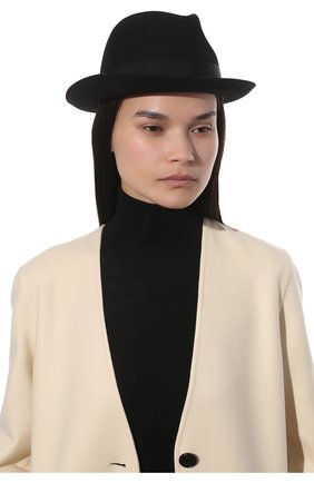 Женская фетровая шляпа SAINT LAURENT черного цвета, арт. 664616/3YH12 | Фото 2 (Материал: Шерсть, Текстиль)