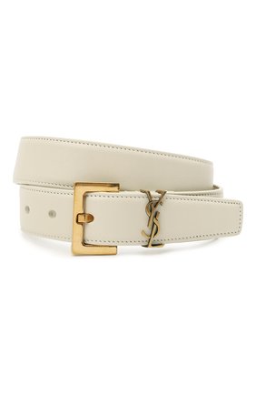 Женский кожаный ремень SAINT LAURENT кремвого цвета по цене 34600 руб., арт. 634437/B000W | Фото 1 Женский кожаный ремень SAINT LAURENT кремвого цвета, арт. 634437/B000W | Фото 1
