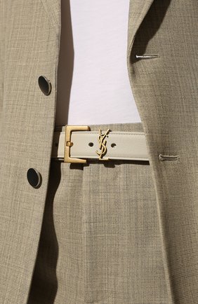 Женский кожаный ремень SAINT LAURENT кремвого цвета по цене 34600 руб., арт. 634437/B000W | Фото 2 Женский кожаный ремень SAINT LAURENT кремвого цвета, арт. 634437/B000W | Фото 2