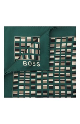 Мужской шелковый платок BOSS зеленого цвета по цене 4500 руб., арт. 50461889 | Фото 1 Мужской шелковый платок BOSS зеленого цвета, арт. 50461889 | Фото 1 (Материал: Текстиль, Шелк)