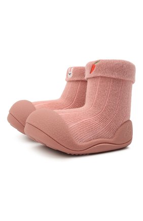 Детского домашние туфли ATTIPAS розового цвета, арт. A19TBO | Фото 1 (Материал внешний: Текстиль; Кросс-КТ: Домашняя обувь)