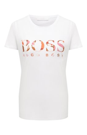 Женская хлопковая футболка BOSS белого цвета по цене 5600 руб., арт. 50455681 | Фото 1 Женская хлопковая футболка BOSS белого цвета, арт. 50455681 | Фото 1
