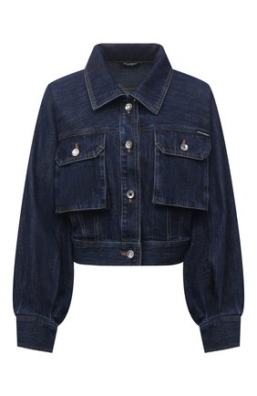 Женская джинсовая куртка DOLCE & GABBANA темно-синего цвета по цене 66200 руб., арт. F9J02D/G901E | Фото 1 Женская джинсовая куртка DOLCE & GABBANA темно-синего цвета, арт. F9J02D/G901E | Фото 1 (Материал внешний: Хлопок; Длина (верхняя одежда): Короткие; Рукава: Длинные; Стили: Гламурный; Кросс-КТ: Деним, Куртка)