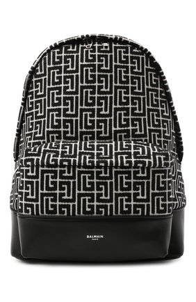 Женский рюкзак 1945 BALMAIN черно-белого цвета, арт. WM1GE150/TJMY | Фото 1 (Размер: large; Материал: Текстиль; Стили: Кэжуэл)