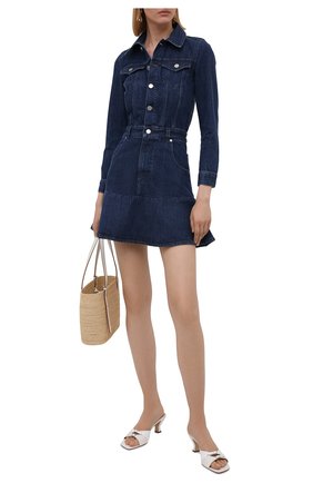 Женское джинсовое платье REDVALENTINO темно-синего цвета по цене 66000 руб., арт. WR3DA01F/62N | Фото 2 Женское джинсовое платье REDVALENTINO темно-синего цвета, арт. WR3DA01F/62N | Фото 2 (Рукава: Длинные; Материал внешний: Хлопок; Длина Ж (юбки, платья, шорты): Мини; Стили: Романтичный; Случай: Повседневный; Кросс-КТ: Деним; Женское Кросс-КТ: Платье-одежда)