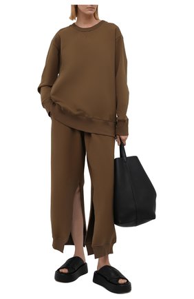 Женские хлопковые брюки MM6 хаки цвета по цене 23950 руб., арт. S52KA0315/S25337 | Фото 2 Женские хлопковые брюки MM6 хаки цвета, арт. S52KA0315/S25337 | Фото 2